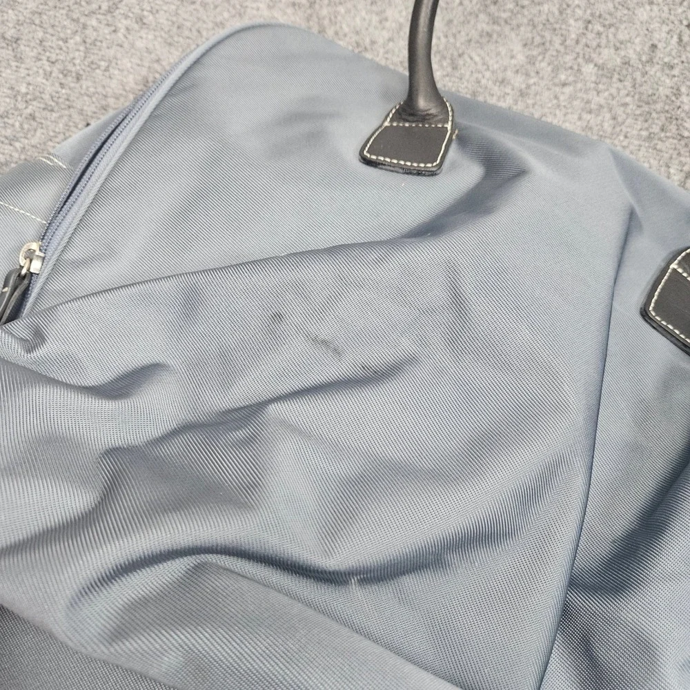 Maxx New York Travel Weekender Bag Blue Grey Nylon Leather Trim Duffel Overnight